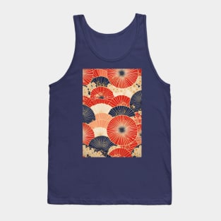 Traditional Japanese Kimono Pattern with Umbrellas Tank Top